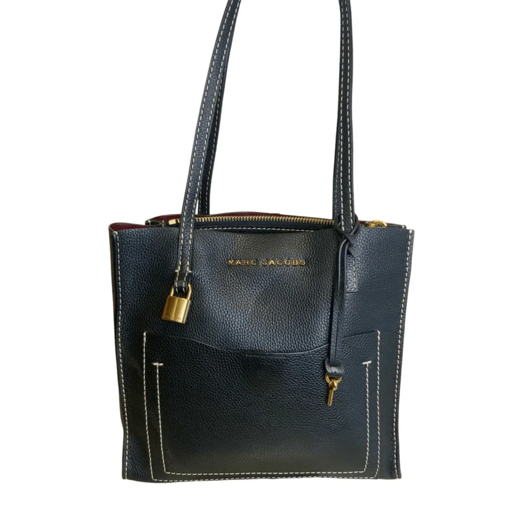 Marc Jacobs Grind T Pocket Black Leather Tote Bag
